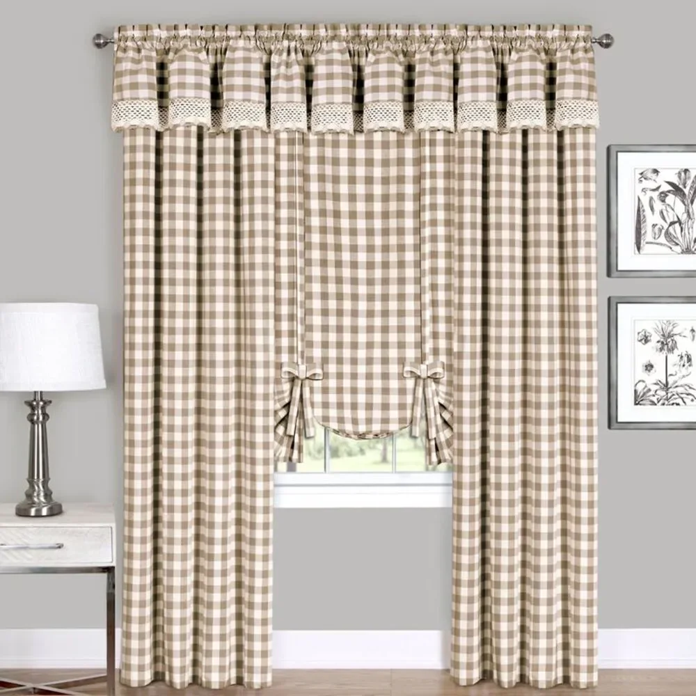 Achim Home Furnishing: Buffalo Taupe Plaid Modern Window Curtain Panel : 42